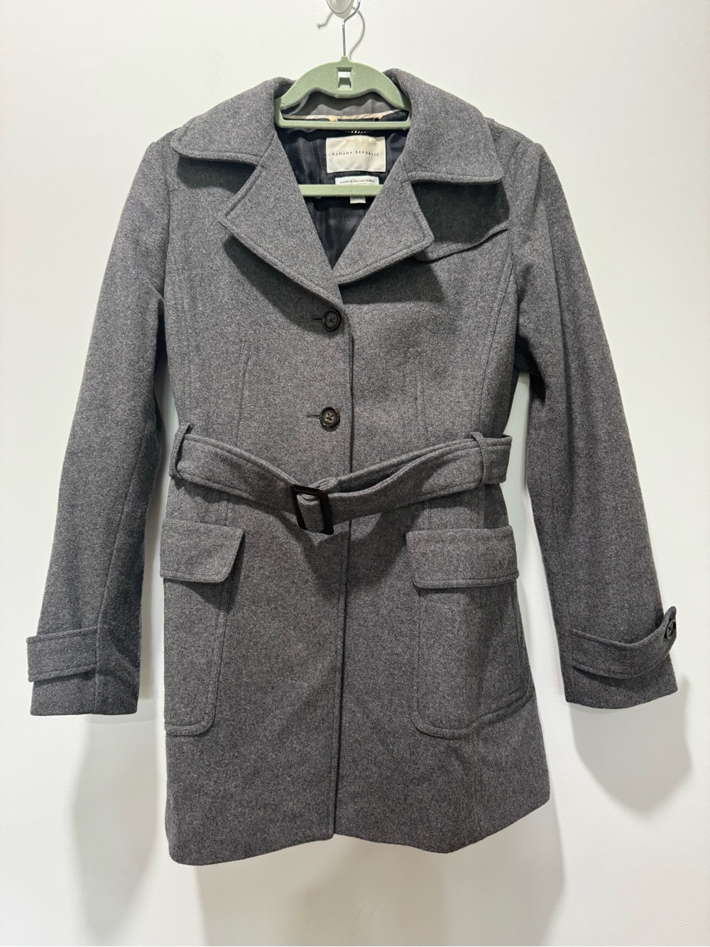 Banana Republic Gray Belted Trench Coat | Very Good Condition